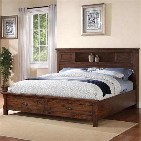 rustic king bed with storage